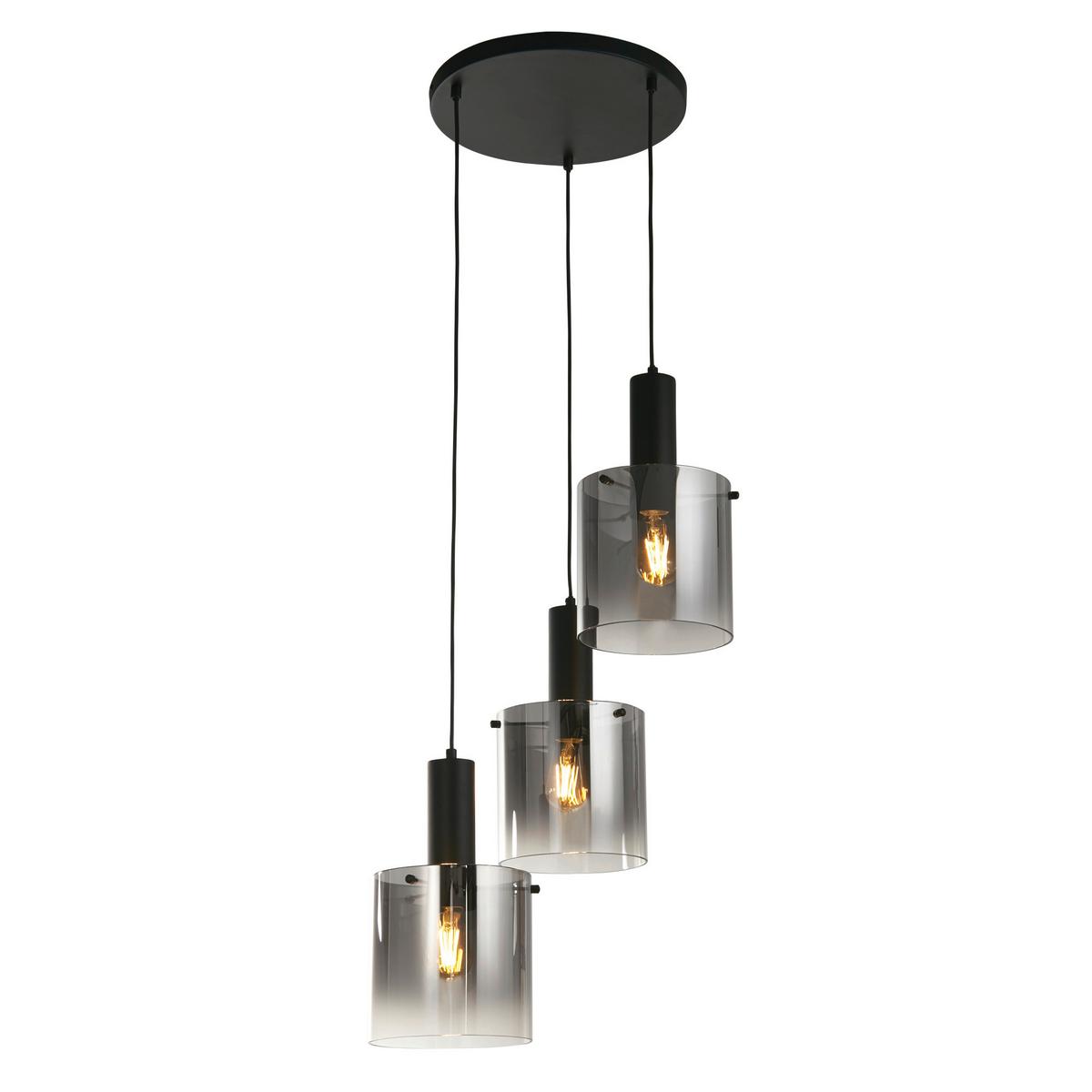 Hängeleuchte 88910-3bk - Schwarz, Design, Glas/Metall (42/35-150cm)
