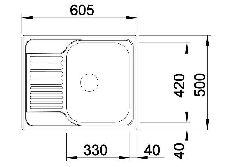 Spüle Tipo 45 S Mini Edelstahl Bxt: 60,5x50 cm - MODERN (60,5/50/17cm) - Blanco