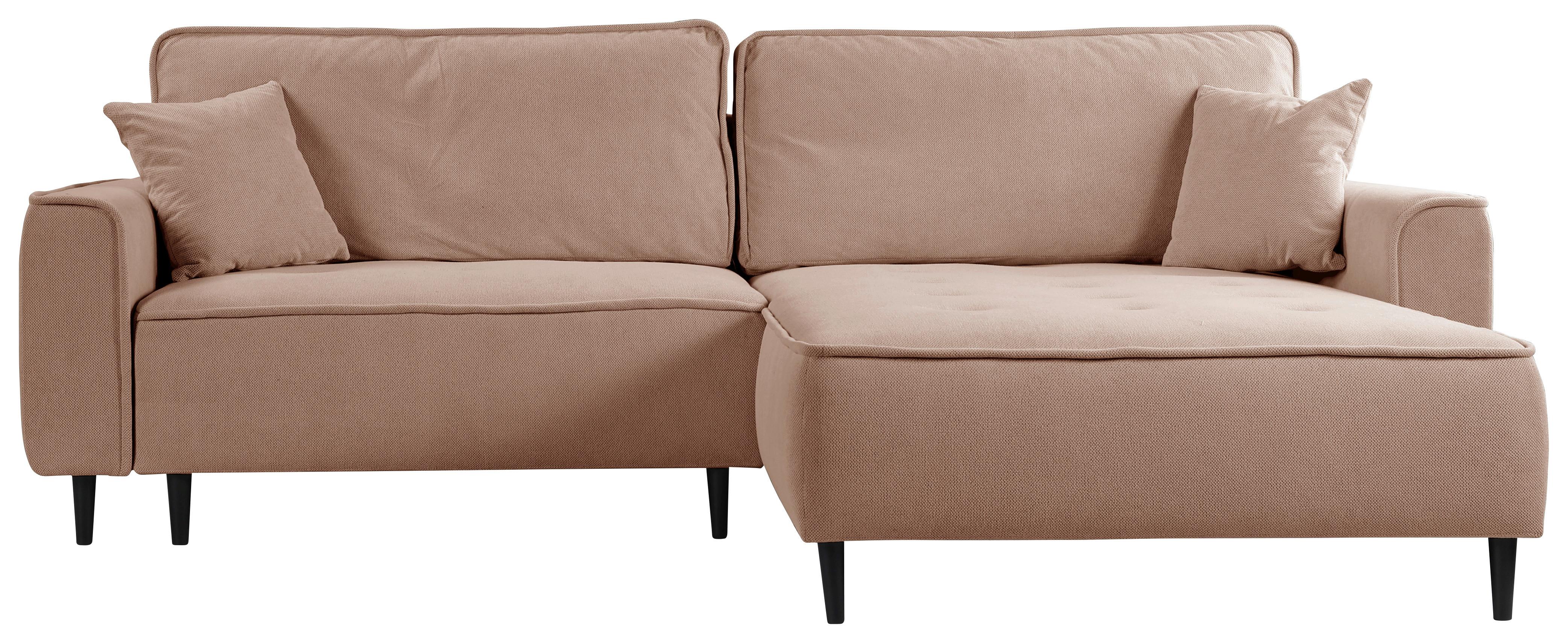 Ecksofa Blues Rosa/Schwarz, 263 cm - Schwarz/Rosa, Design, Textil (263/183cm) - MID.YOU