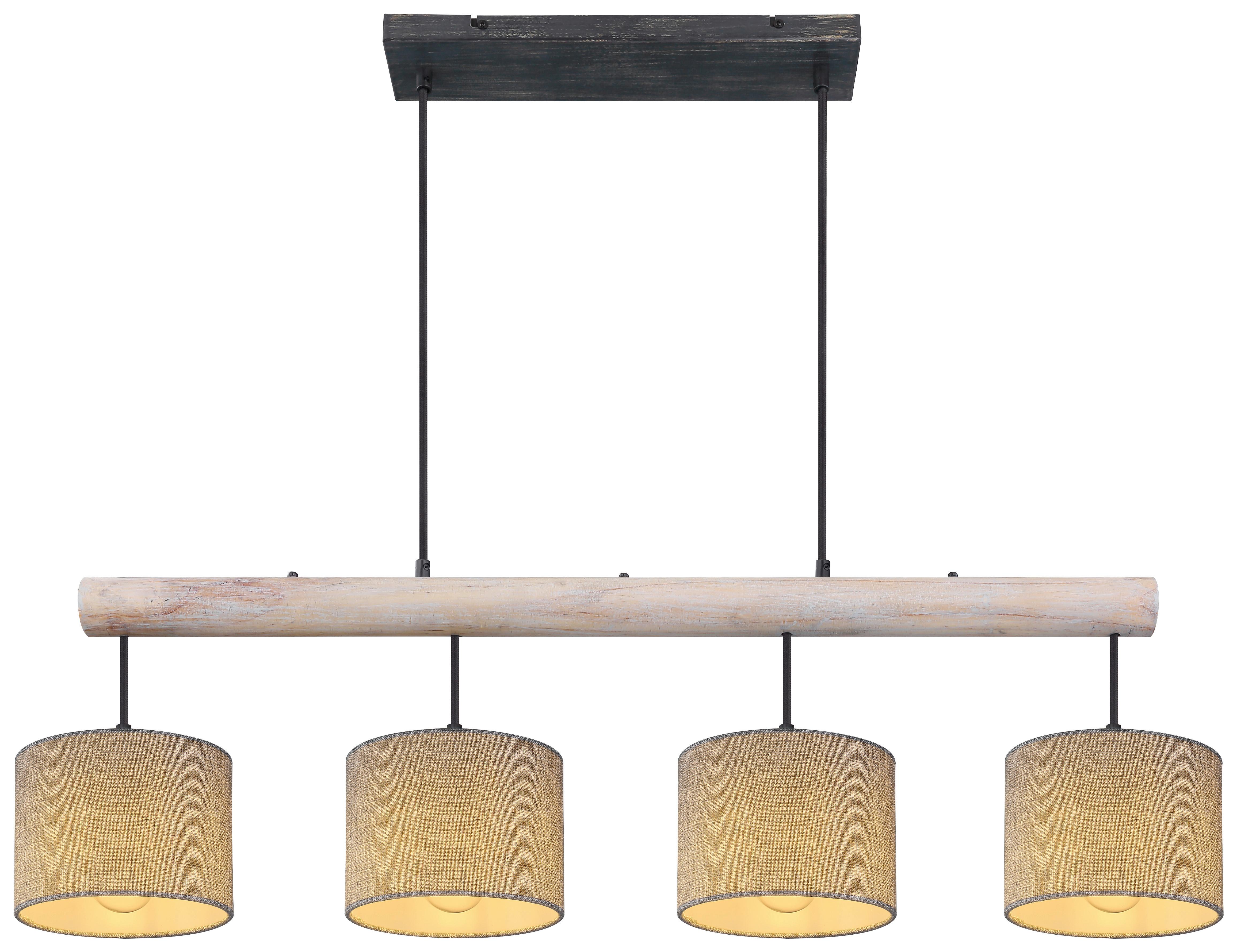 Hängeleuchte Roger H: 120 cm 4-Flammig, Holz/Textil