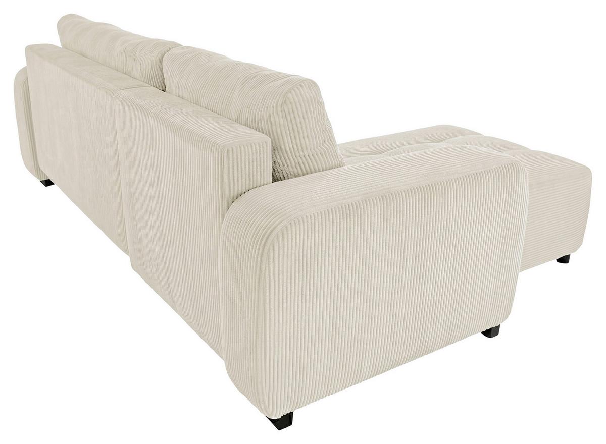 Ecksofa mit Bettfunktion Marseille, beige - Beige/Schwarz, Trend, Holz/Holzwerkstoff (155/240cm)