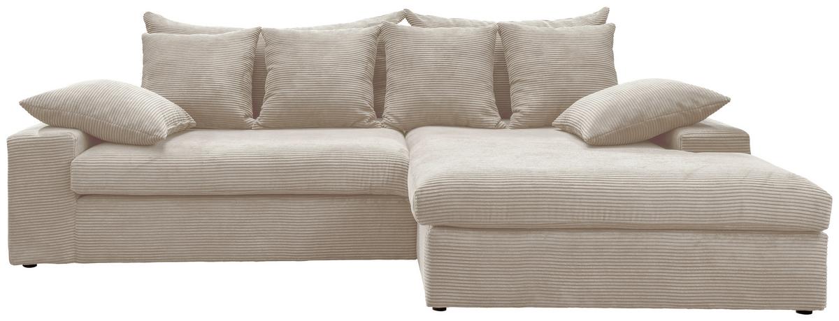 Ecksofa Avellino Beige Cord - Beige/Schwarz, MODERN, Textil (278/200cm) - Livetastic