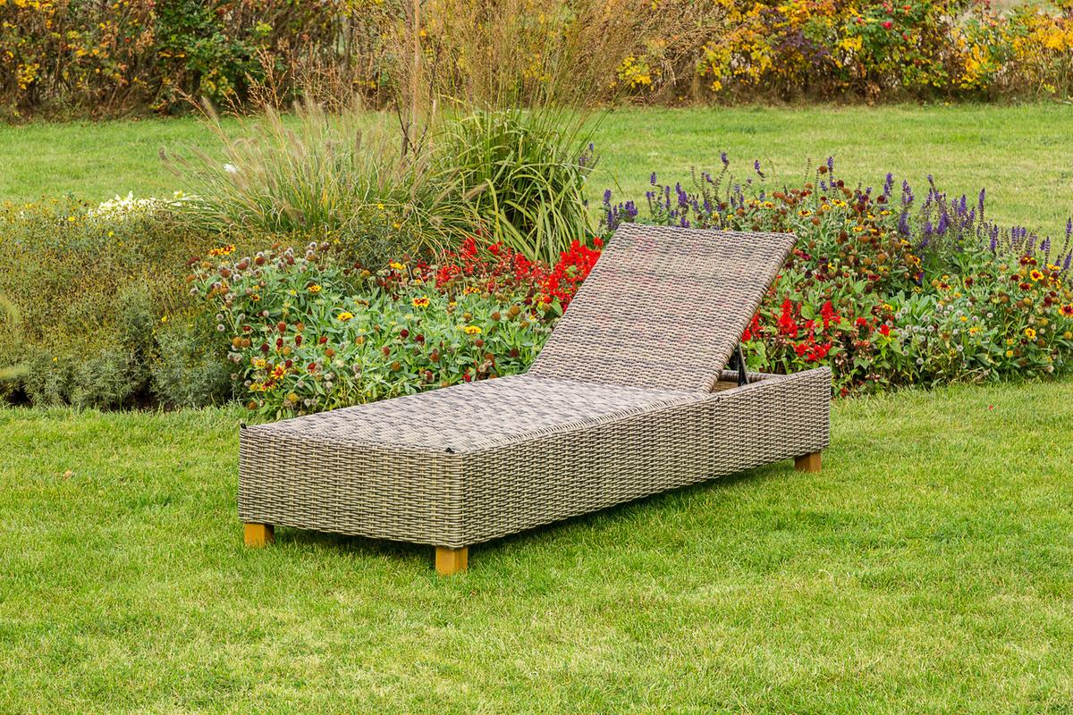 Sonnenliege Toskana Holz/ Kunststoff/Textil mit Auflage - Akaziefarben/Cappuccino, KONVENTIONELL, Holz/Kunststoff (80/34/86/200cm) - Gardenson