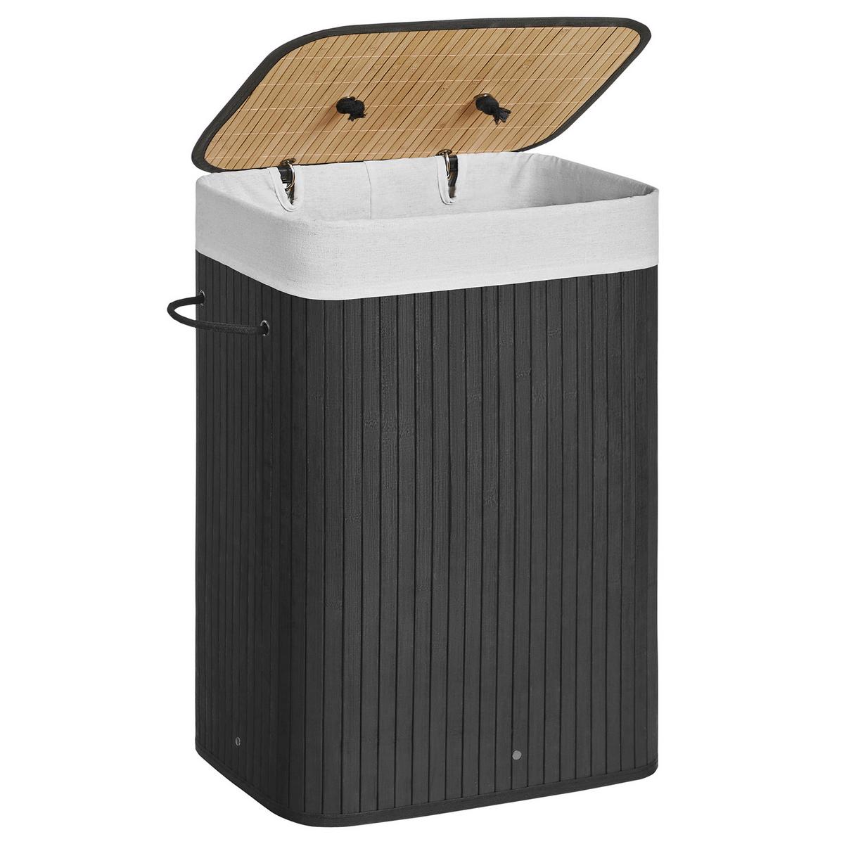 Wäschekorb Schwarz B: 40 Cm - Schwarz, Basics, Naturmaterialien/Holzwerkstoff (40/60/30cm)