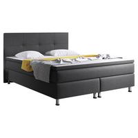 Boxspringbett Mit Topper 180x200 Cm Dallas F - Anthrazit/Silberfarben, KONVENTIONELL, Textil (180/200cm) - MID.YOU