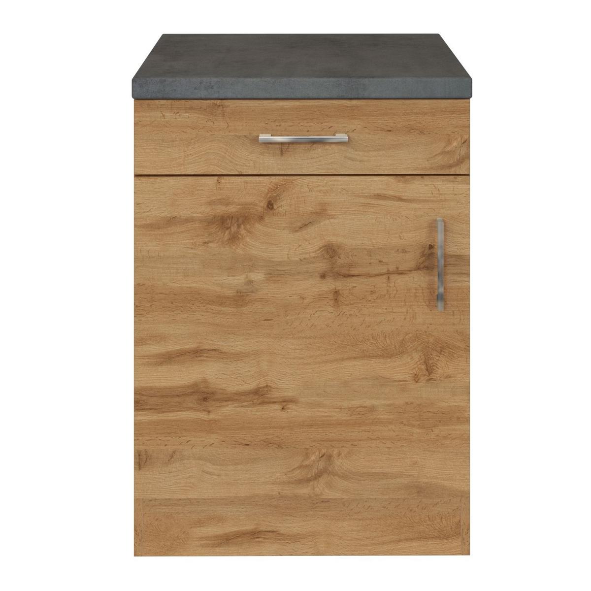 Küchenunterschrank B: 50 Cm Eiche Dekor/anthrazit - Anthrazit/Eiche Wotan, MODERN, Holzwerkstoff (50/85/60cm) - Held