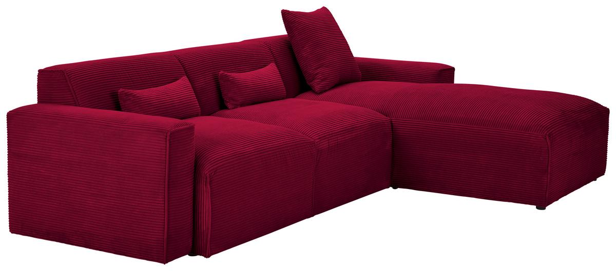 Ecksofa Pearl - Rot/Schwarz, Design, Textil (303/196cm) - Livetastic