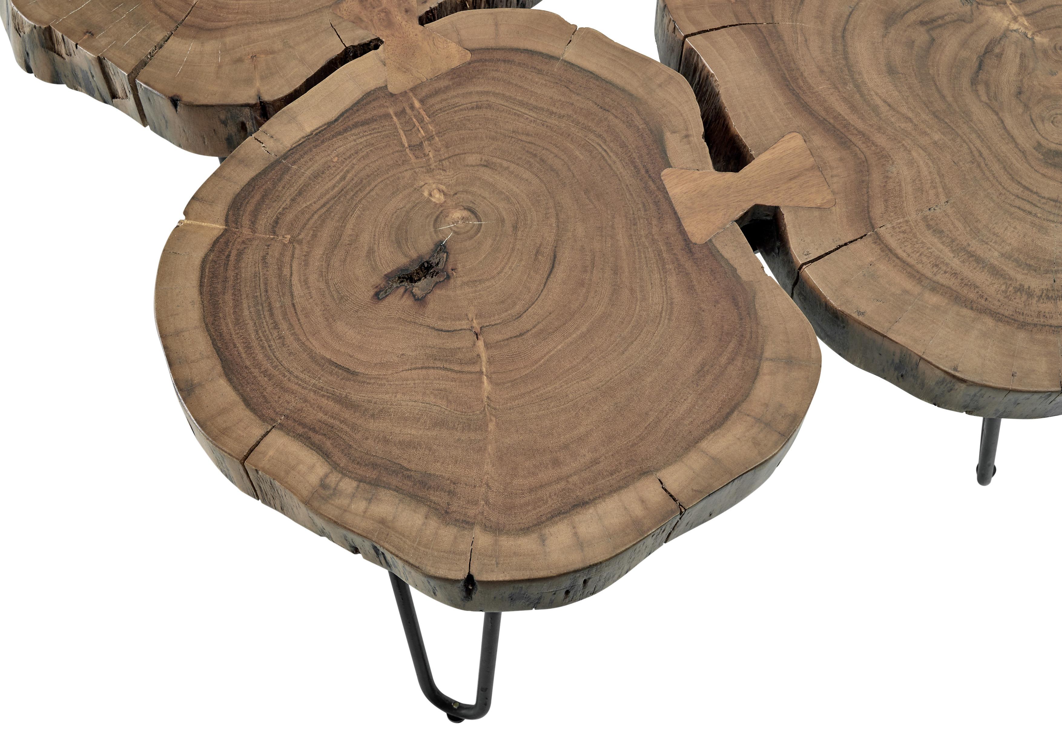 Couchtisch Echtholzplatte Cole Mini, Akazie/Schwarz - Schwarz/Akaziefarben, Natur, Holz/Metall (78/72/56cm) - MID.YOU