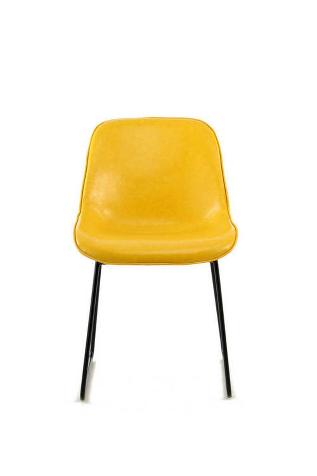 Schalenstuhl Cora Gelb Gepolstert 2er-Set - Gelb, MODERN, Leder/Metall (49,5/81/64,5cm) - Kayoom