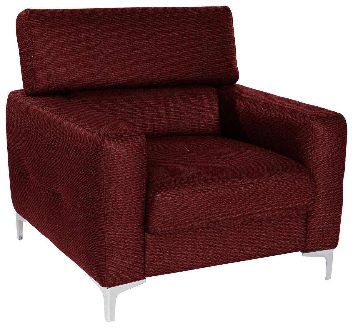 Polstersessel Sammy Dunkelrot - Chromfarben/Dunkelrot, Design, Textil (99/78-92/106cm) - Livetastic