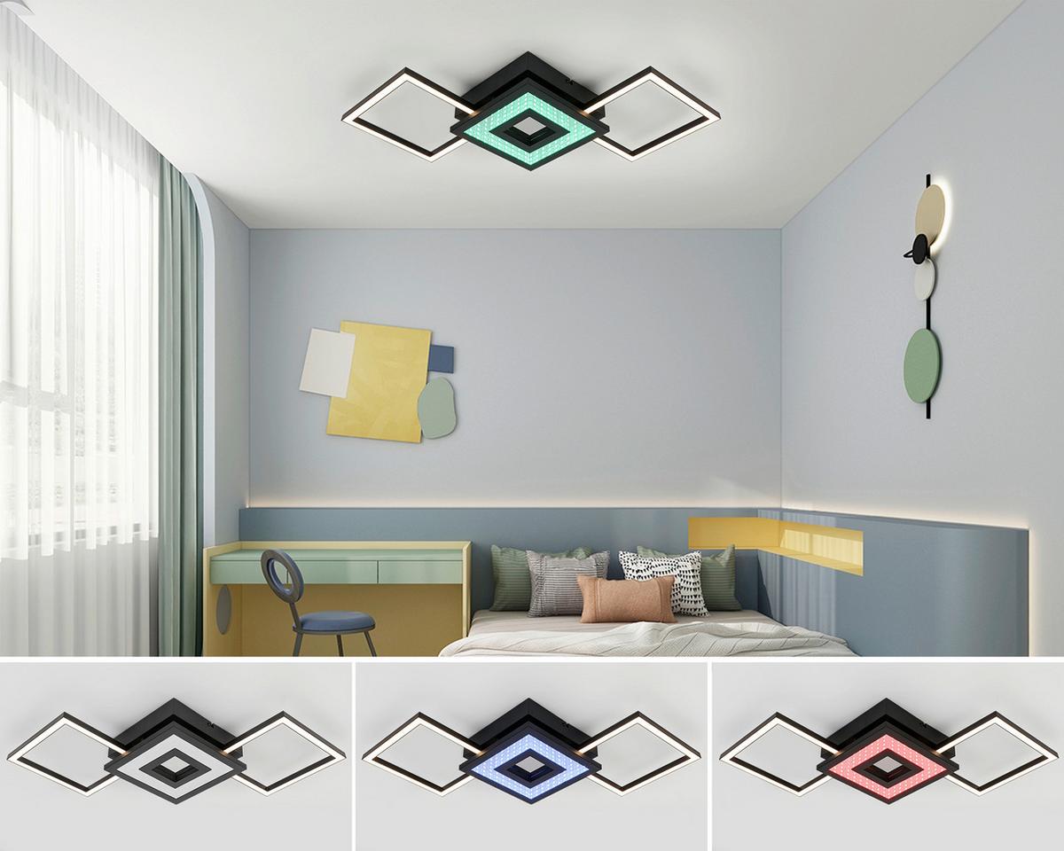 LED-Deckenleuchte Charlotta - Schwarz, Basics, Kunststoff/Metall (27,8/66/7cm) - Luca Bessoni