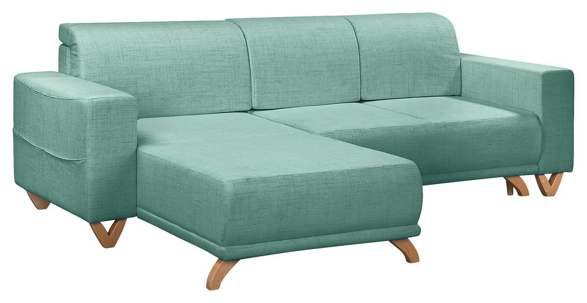 Ecksofa Bellal Mintgrün S: 257x174 Cm - Wengefarben/Mintgrün, Design, Textil (257/174cm) - Livetastic