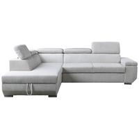 Ecksofa Lars I Cord Beige, Lf: 123x193cm - Chromfarben/Creme, Design, Textil (215/264cm) - Livetastic