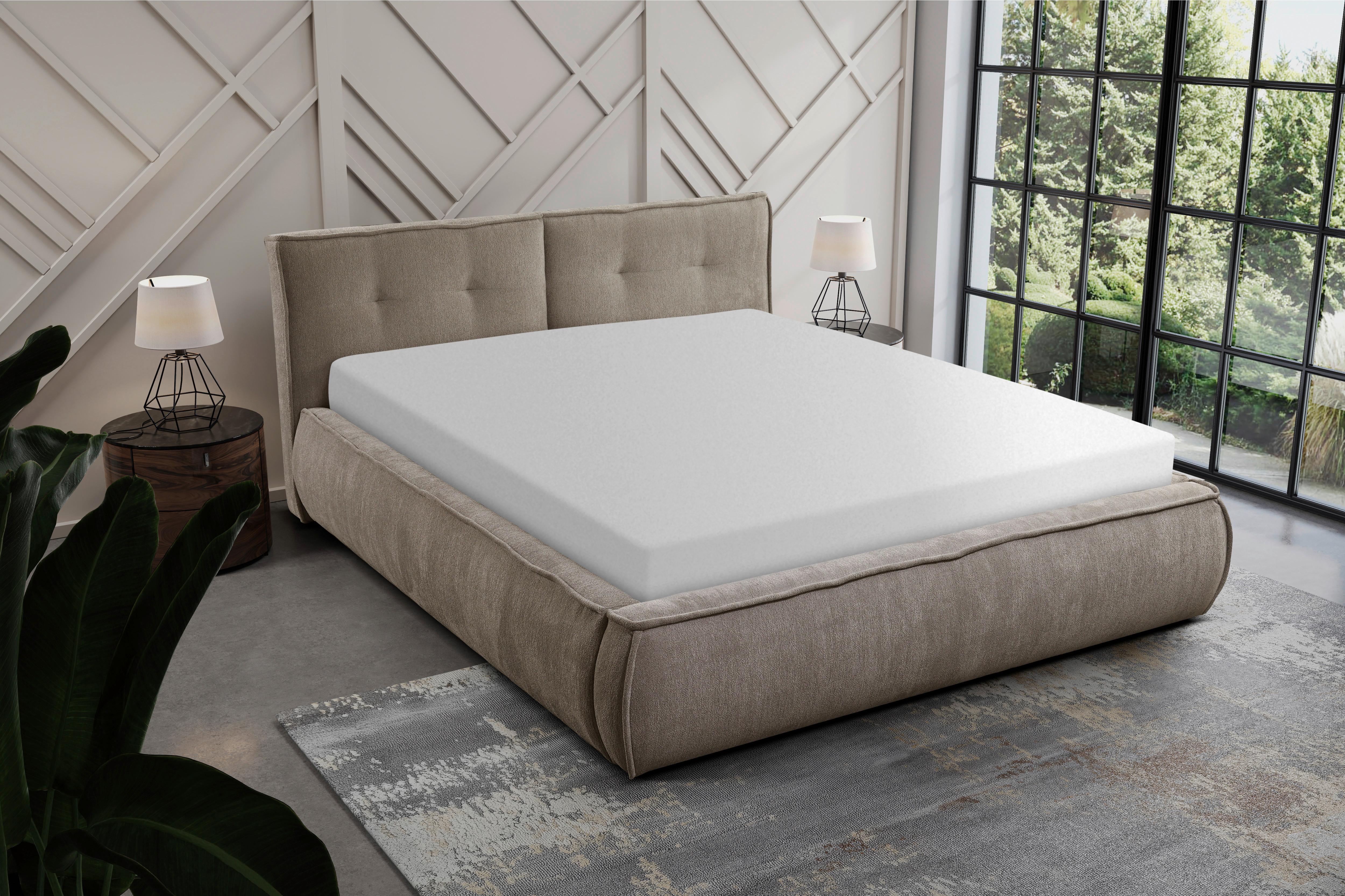 Polsterbett Mit Lattenrost Lacjo Hellbraun 180x200 Cm - Hellbraun/Beige, LIFESTYLE, Holz/Holzwerkstoff (180/200cm) - Livetastic