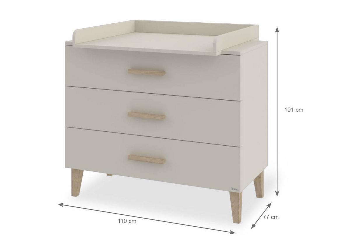 Wickelkommode Tami - Eichefarben/Weiß, Basics, Holz/Holzwerkstoff (110/101/77cm) - Pinolino