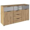 Sideboard Skyla Eiche Artisan Dek. Grauspiegel - Alufarben/Eiche Artisan, MODERN, Glas/Holzwerkstoff (140/81/42cm) - Rauch Möbel