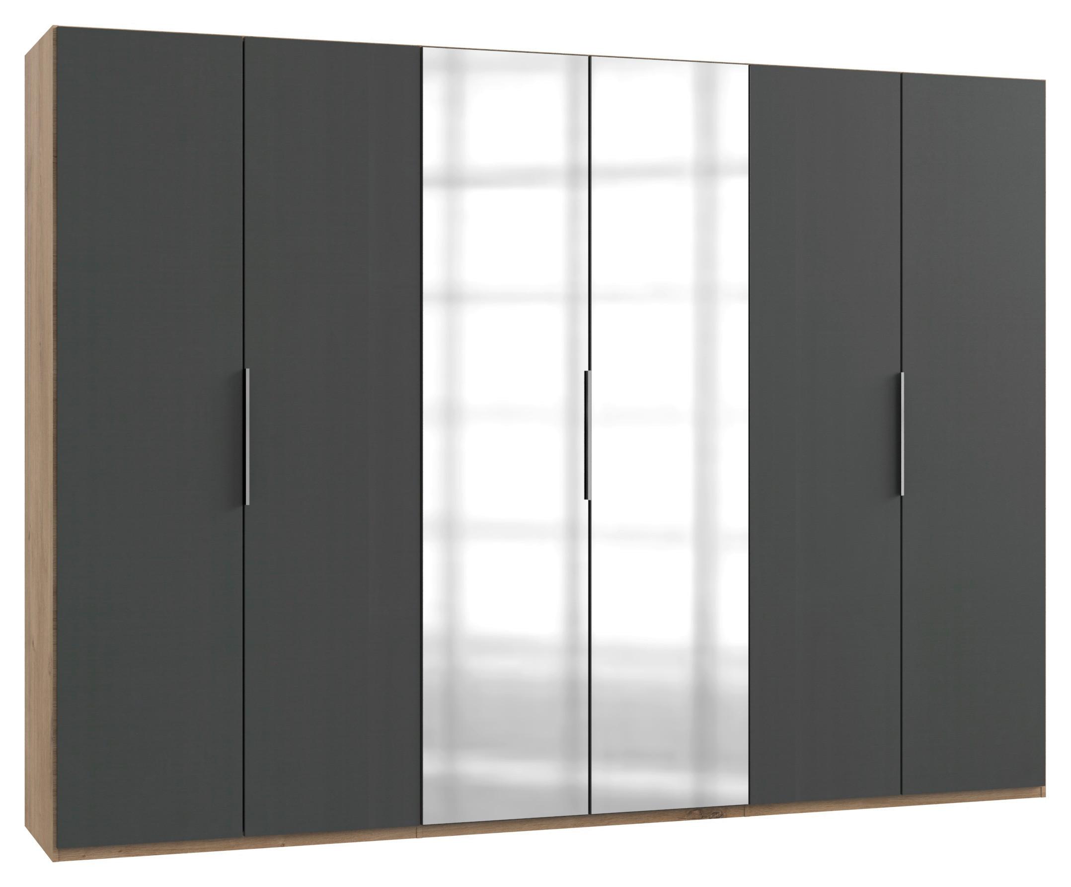 Drehtürenschrank 300cm Level, Graphit/eiche Dekor - Eichefarben/Graphitfarben, MODERN, Holzwerkstoff (300/216/58cm) - MID.YOU