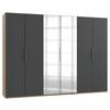 Drehtürenschrank 300cm Level, Graphit/eiche Dekor - Eichefarben/Graphitfarben, MODERN, Holzwerkstoff (300/216/58cm) - MID.YOU