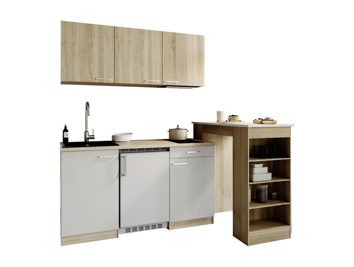 MINIKÜCHE Weiß/Eichefarben B: 150cm - Eichefarben/Weiß, Design, Holzwerkstoff (150cm) - Respekta