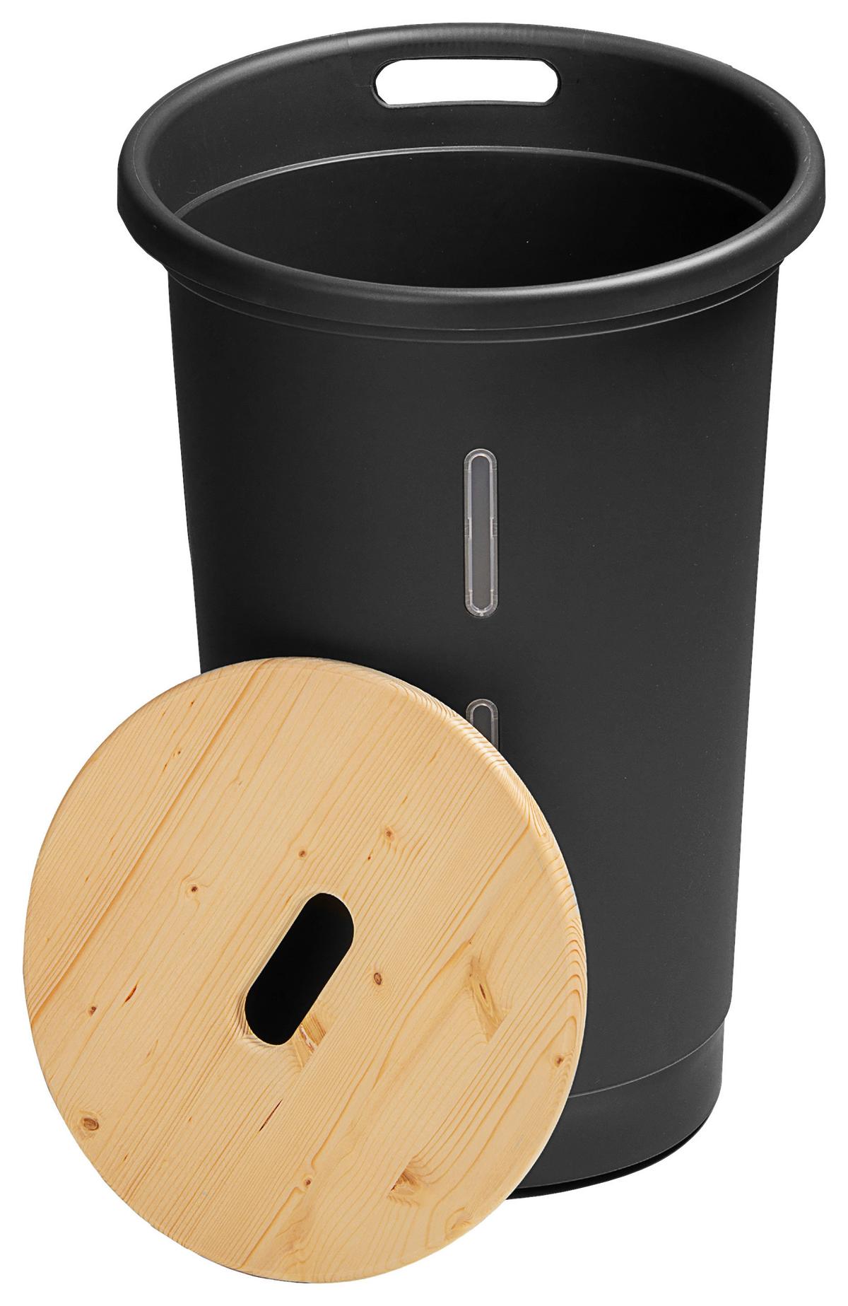 Aufbewahrungsbox für Pellets Anthrazit/Braun 38l - Anthrazit, Basics, Holz/Kunststoff (39,7/60,5/39,7cm)