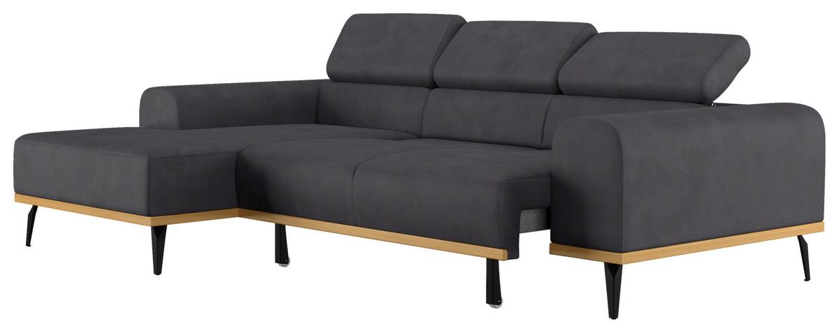 Ecksofa Schwarz Mit Sitzvorzug S: 157x244 Cm - Schwarz, KONVENTIONELL, Textil (157/244cm) - Cotta