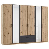 Drehtürenschrank Mit Spiegel 271 cm Despina, Grau/Eiche - Eichefarben/Eiche Artisan, KONVENTIONELL, Holzwerkstoff (271/210/54cm)