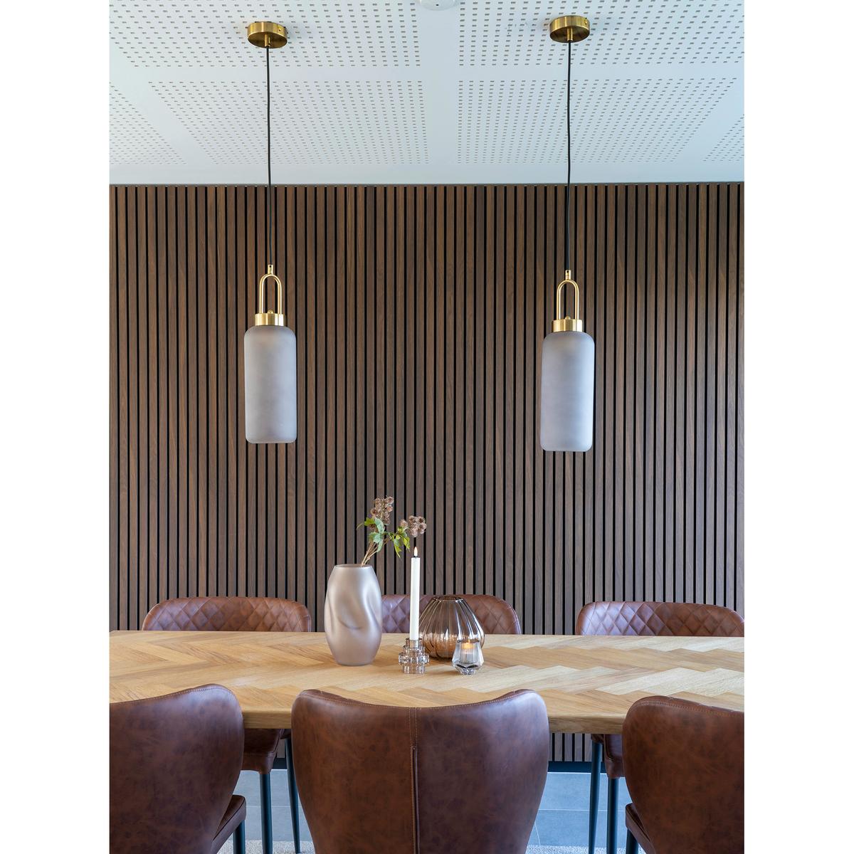 Hängeleuchte Luton Pendant - Messingfarben/Grau, Basics, Glas/Metall (13/46cm)