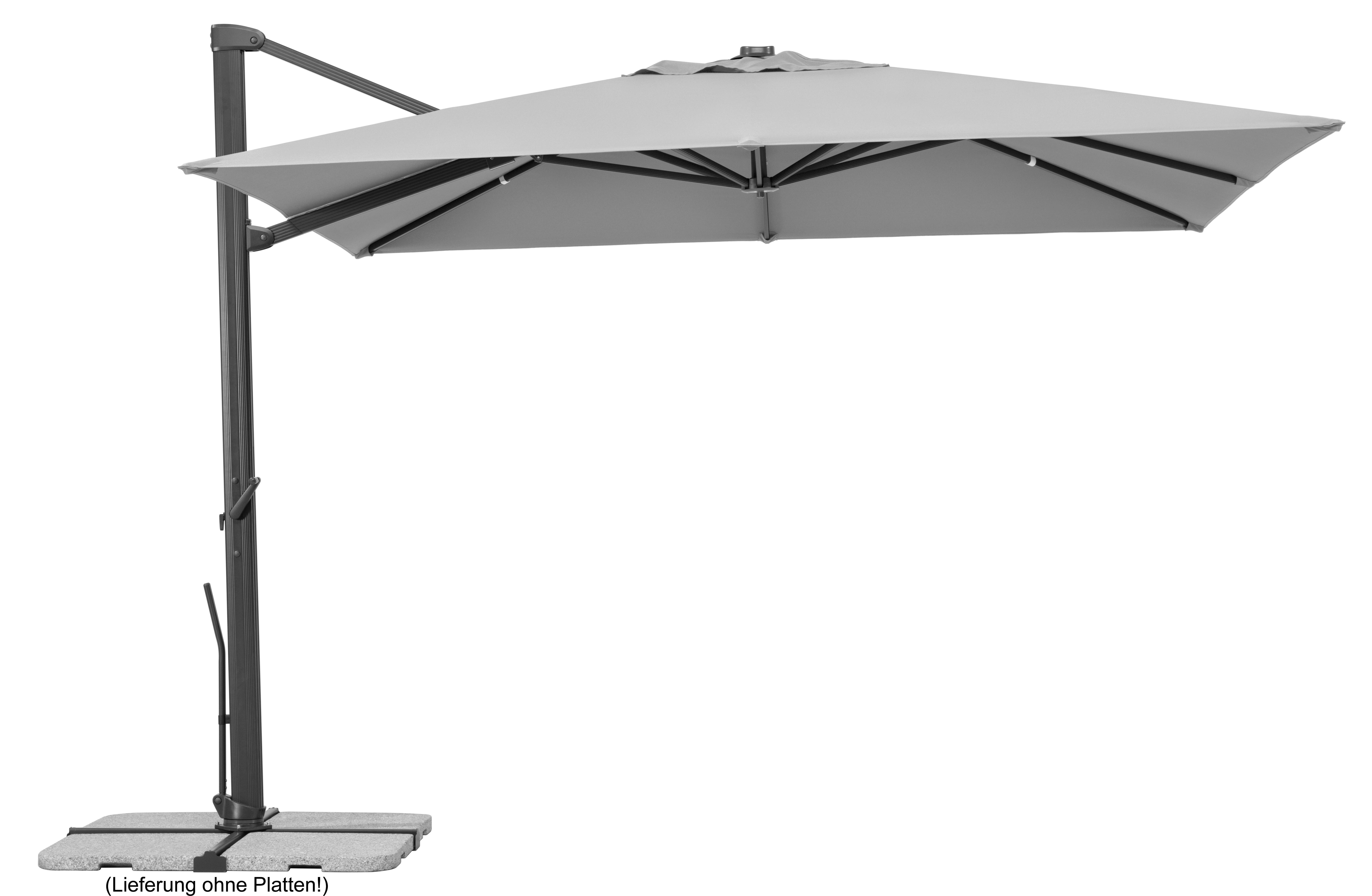 Ampelschirm Rhodos Smart BxHxT: 360x253x300 cm Silbergrau - Anthrazit/Hellgrau, Basics, Textil/Metall (360/253/300cm) - Schneider