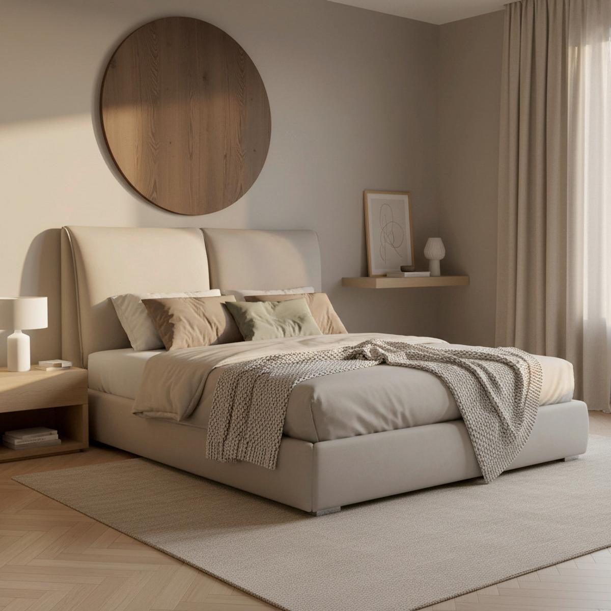 Čalouněná postel SOPHIE 180x200, béžová - barvy stříbra/krémová, Moderní, kov/dřevo (180/200cm) - Bessagi Home