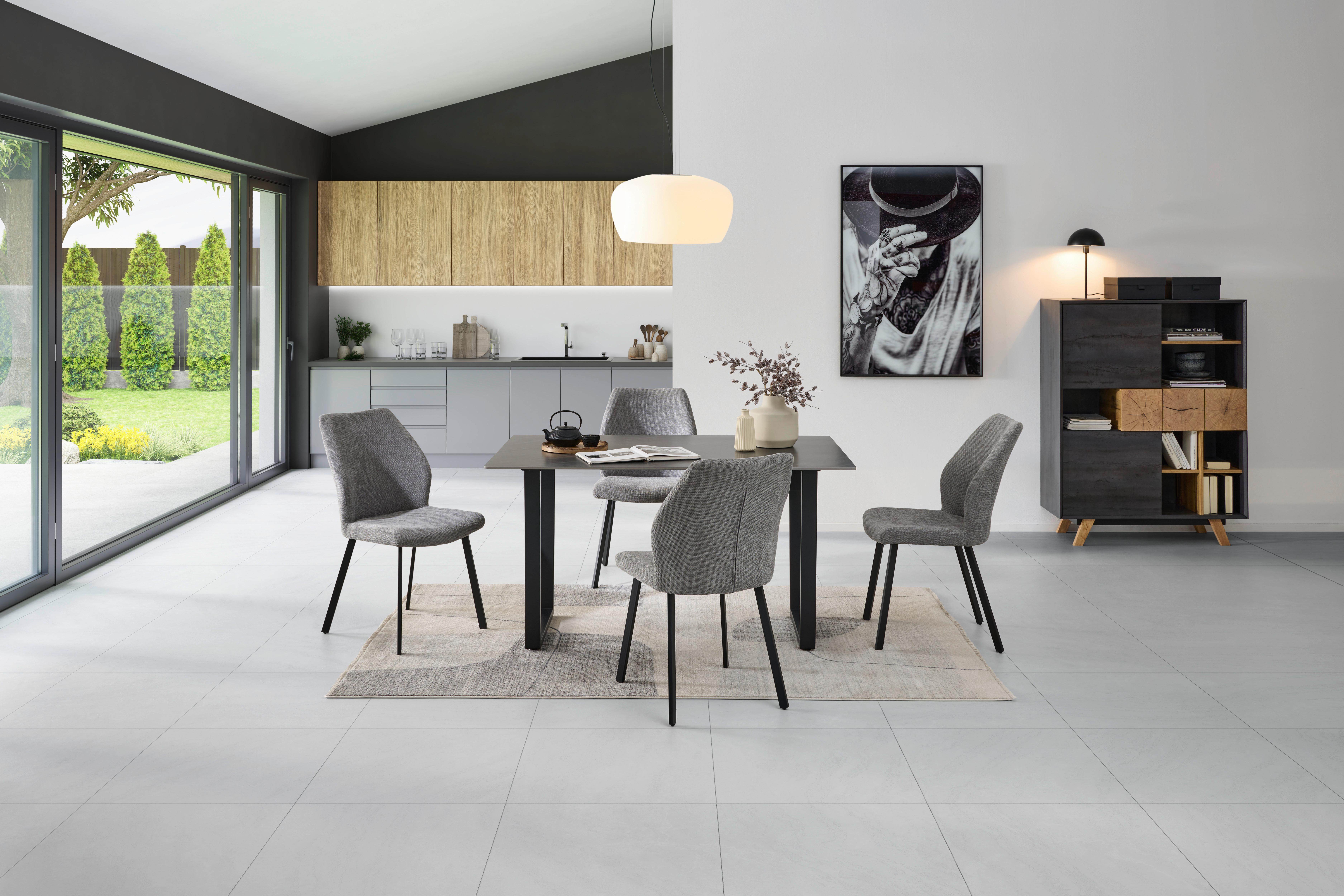 Éktezőgarnitúra 5 Részes Perth - sötétszürke, Konventionell, kő/textil (90/140/76cm) - MID.YOU