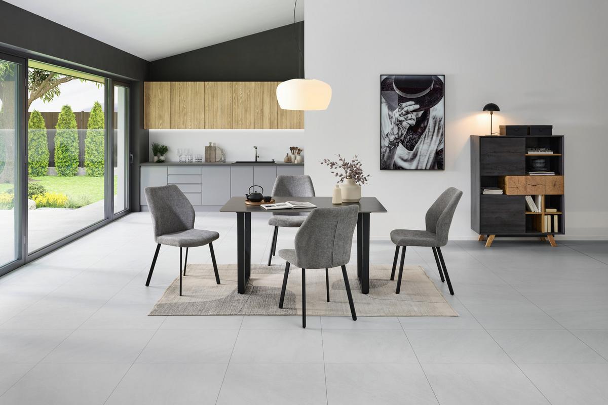 Éktezőgarnitúra 5 Részes Perth - sötétszürke, Konventionell, kő/textil (90/140/76cm) - MID.YOU