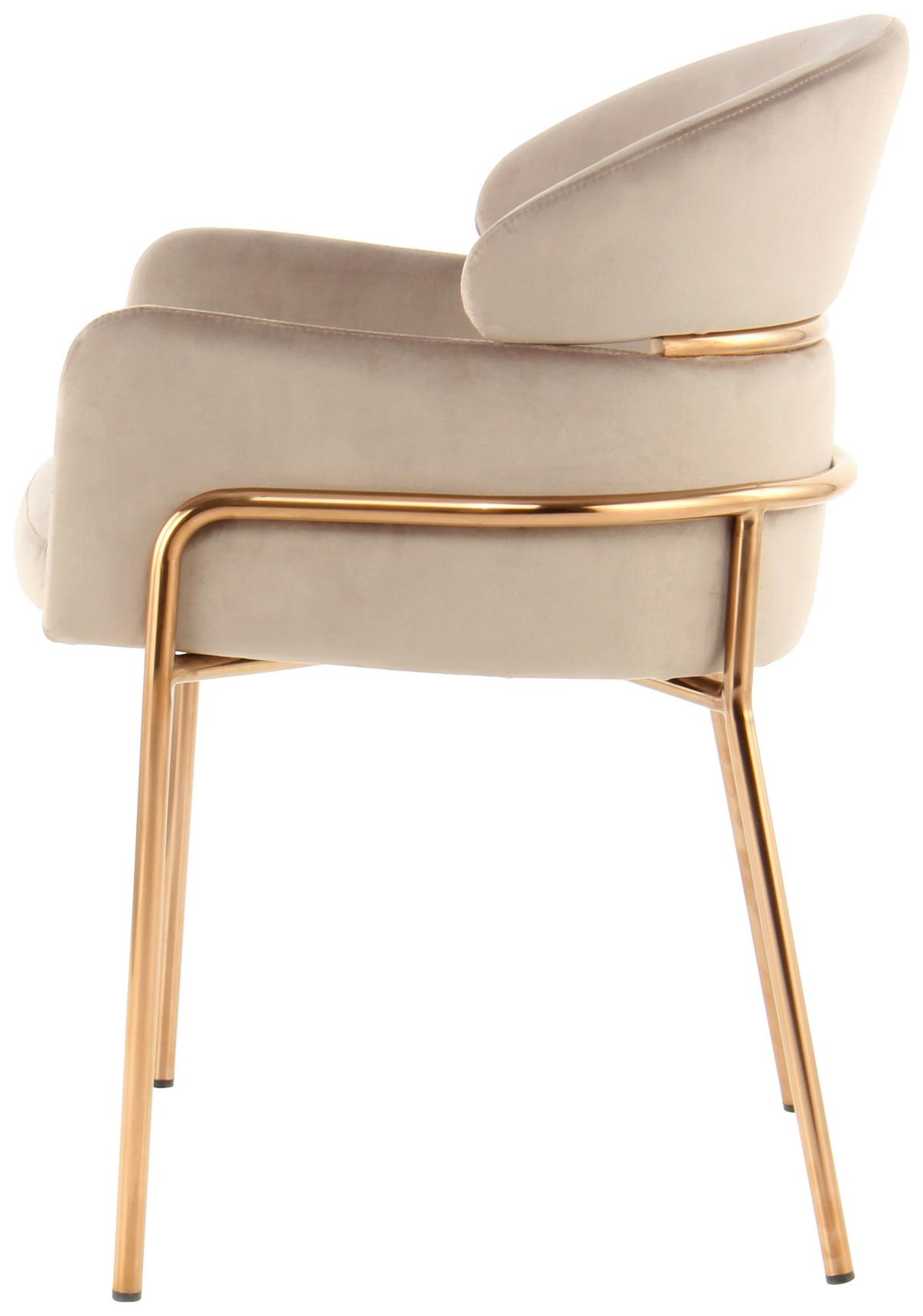 Armlehnstuhl Elva 100 - Taupe/Roségold, MODERN, Textil/Metall (58/79/57cm) - Kayoom