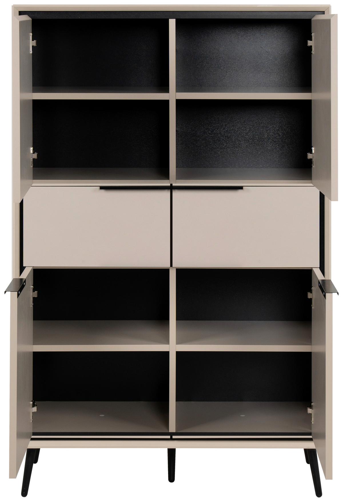 Highboard Arona - Sandfarben/Schwarz, KONVENTIONELL, Holzwerkstoff (90/140/38cm) - Livetastic