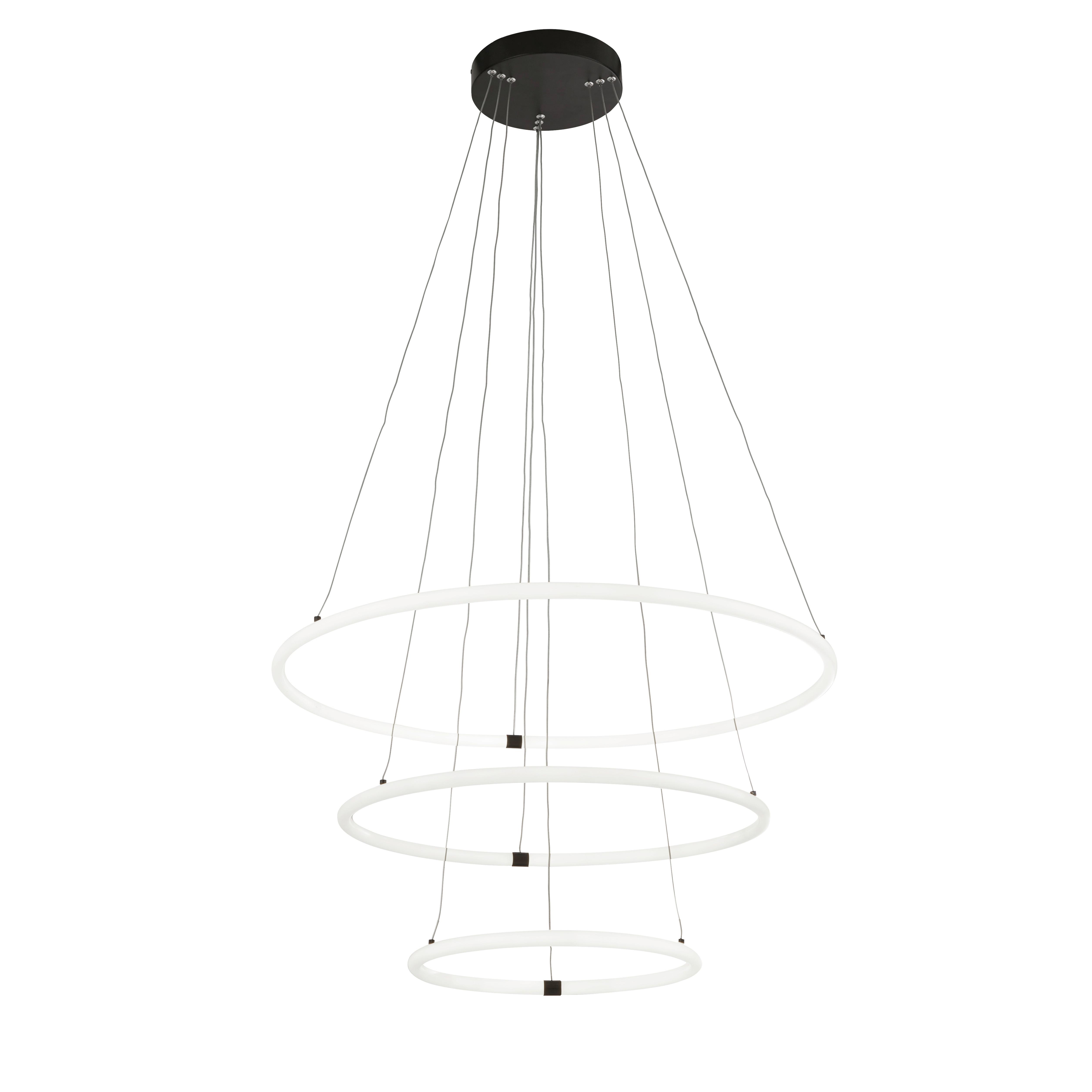 Led-pendelleuchte 40176-3bk - Schwarz/Weiß, Design, Kunststoff/Metall (79/142cm)