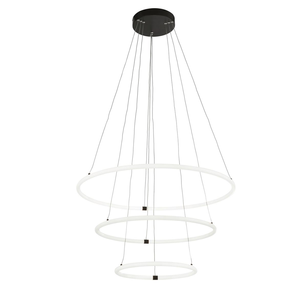 Led-pendelleuchte 40176-3bk - Schwarz/Weiß, Design, Kunststoff/Metall (79/142cm)