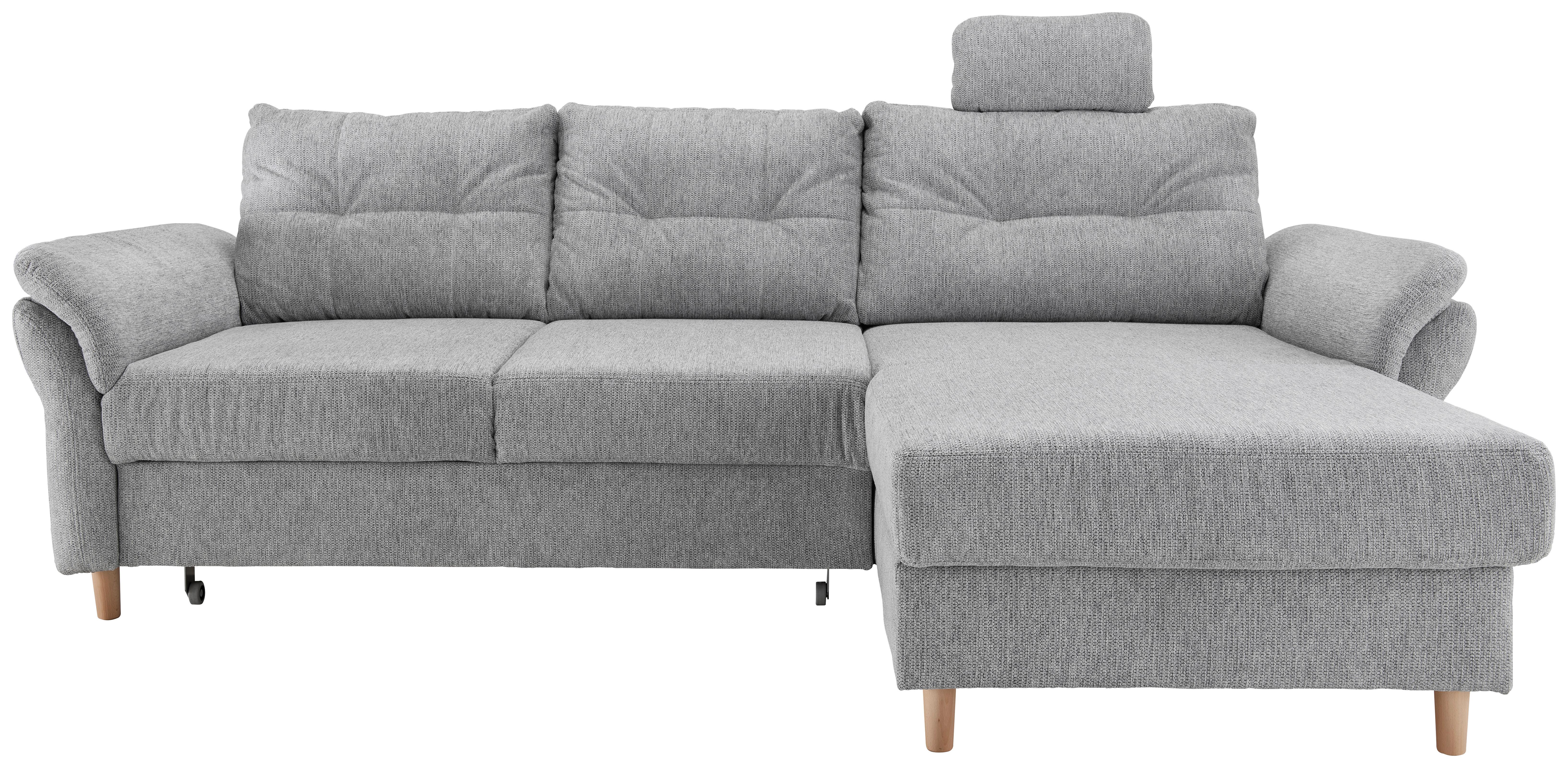 Ecksofa Brizzini mit Schlaf- Funktion, Silberfarben,250x176 - Silberfarben/Naturfarben, MODERN, Textil (250/176cm) - Livetastic