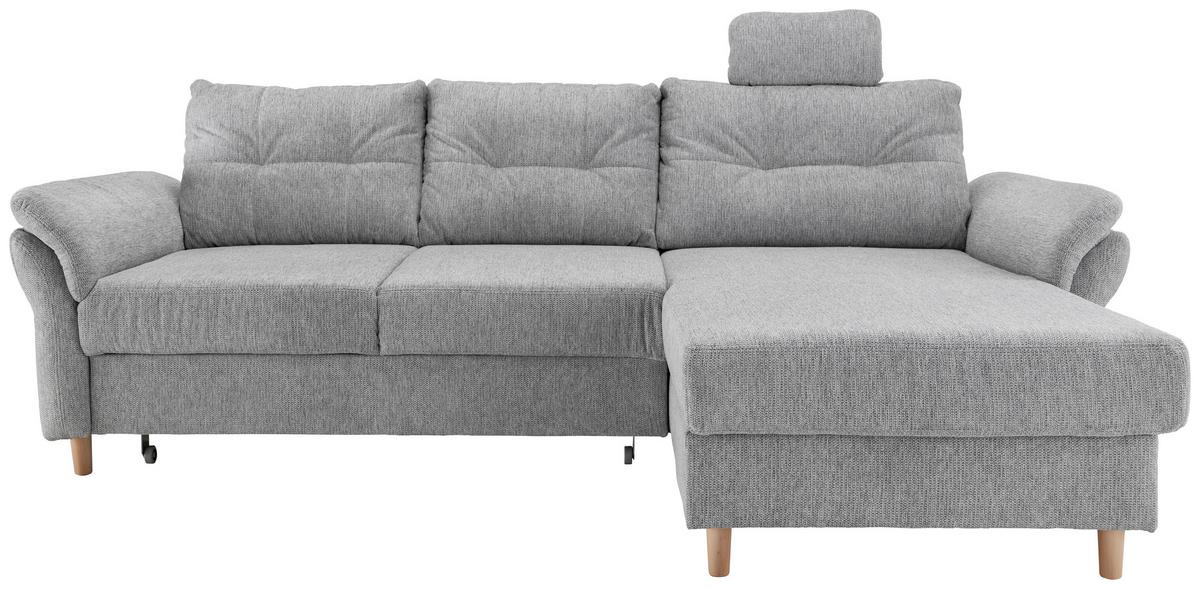Ecksofa Brizzini mit Schlaf- Funktion, Silberfarben,250x176 - Silberfarben/Naturfarben, MODERN, Textil (250/176cm) - Livetastic