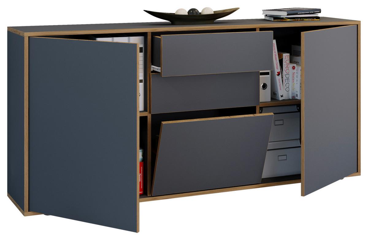 Komode Salia Anthrazit/Eiche Dekor B:160cm - Honigeiche/Anthrazit, Design, Holzwerkstoff (160/74/33cm) - MID.YOU