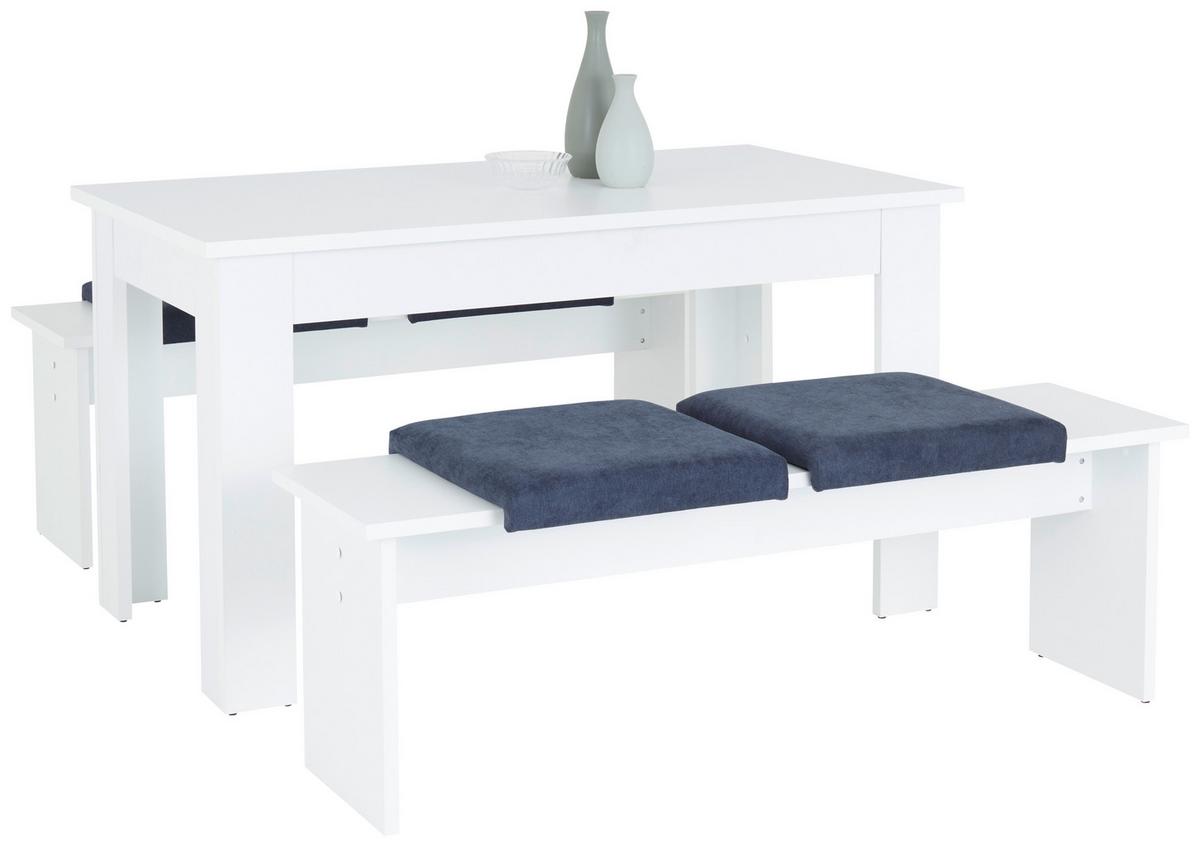 Essgruppe Paris Pan 01 3-Teilig Dekor Weiß - Weiß, KONVENTIONELL, Holzwerkstoff (137/77/75cm)