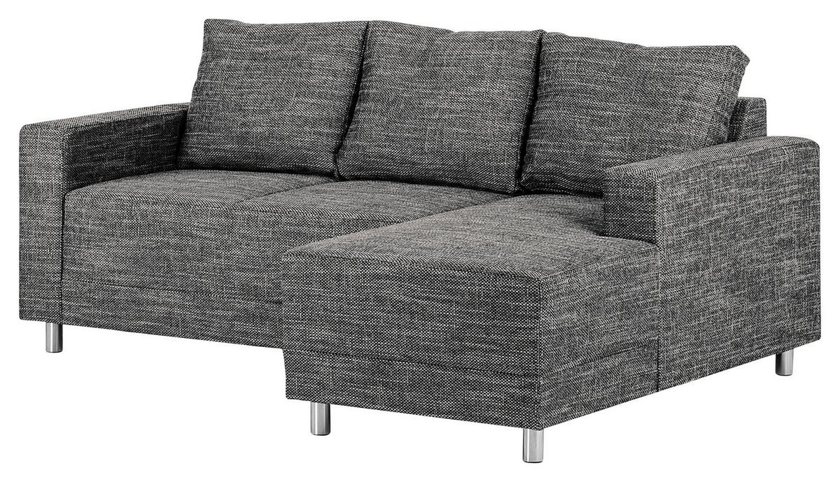 Ecksofa Grenwood Dunkelgrau S: 200x144 cm - Chromfarben/Dunkelgrau, Design, Textil (200/144cm) - MID.YOU