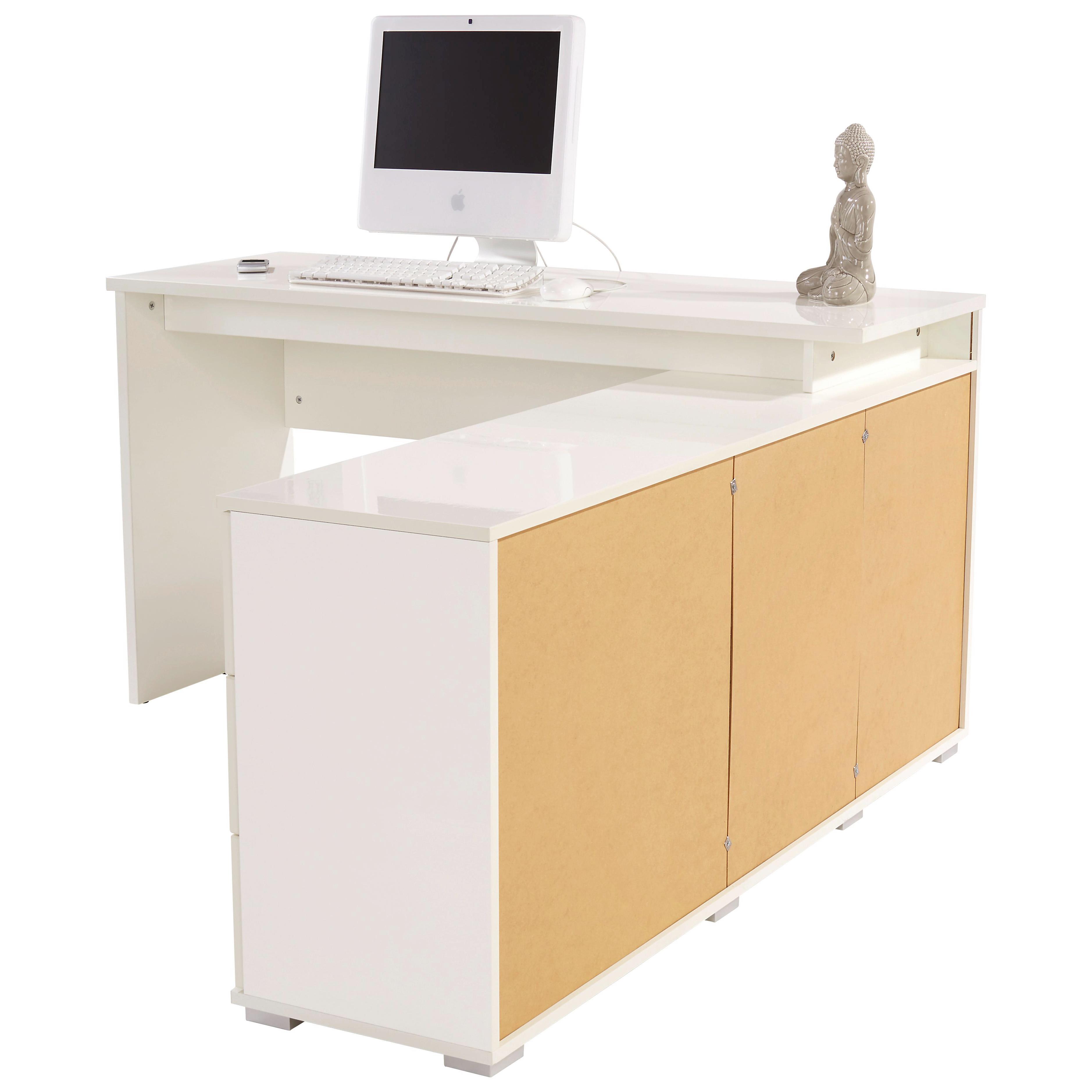 Weißer Schreibtisch mit Anbau