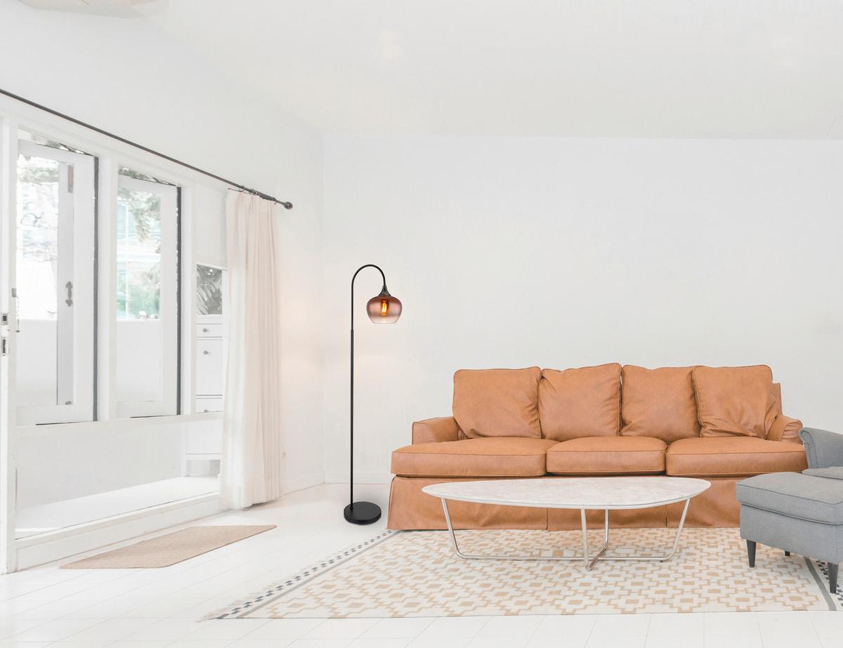 Stehleuchte Exkl. 1xe27 40w - Klar/Schwarzchrom, Basics, Glas/Textil (39/25/150cm) - Globo