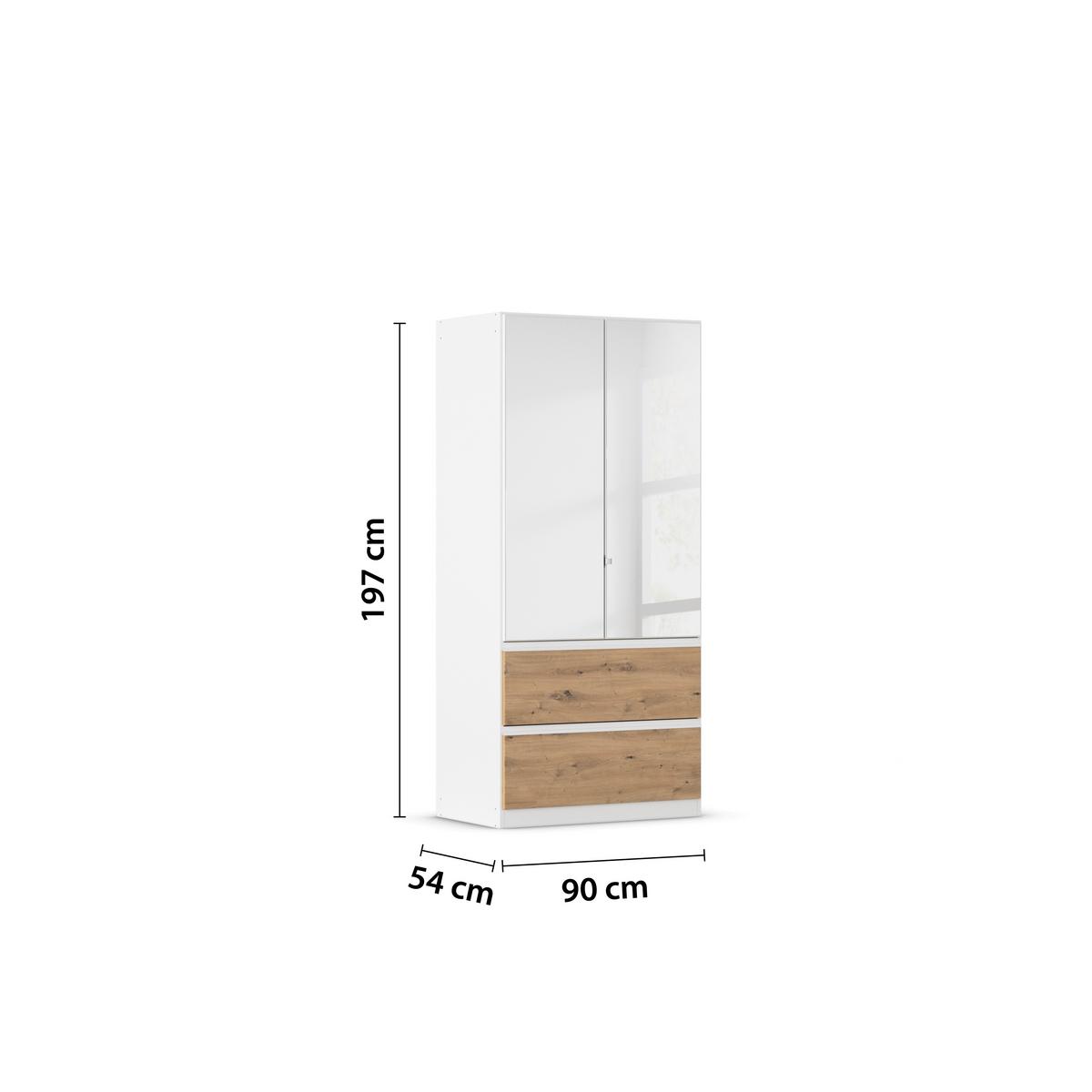Drehtürenschrank Costa Weiß Eiche Artisan Dekor - Eiche Artisan/Weiß, MODERN, Holzwerkstoff (91/197/54cm) - Rauch Möbel