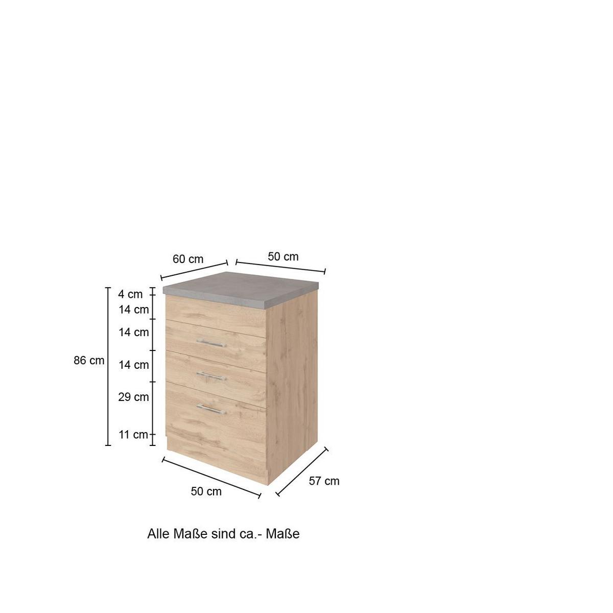 Küchenunterschrank B: 50 Cm Eiche Dekor/anthrazit - Anthrazit/Eiche Wotan, MODERN, Holzwerkstoff (50/85/60cm) - Held