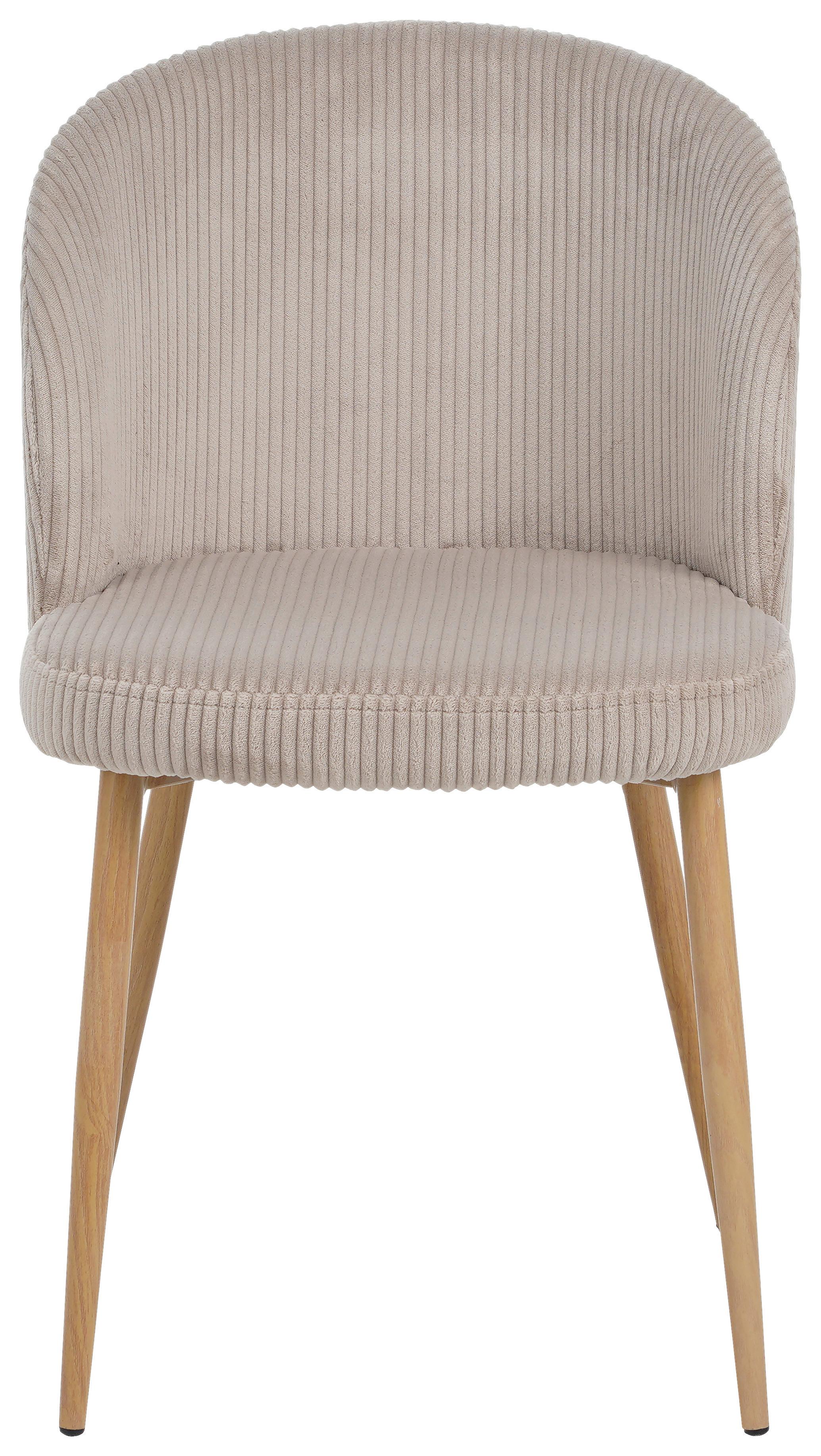 Vierfußstuhl Feri Webstoff Beige, B: 49 cm - Beige/Naturfarben, KONVENTIONELL, Textil/Metall (49/78/58cm) - MID.YOU