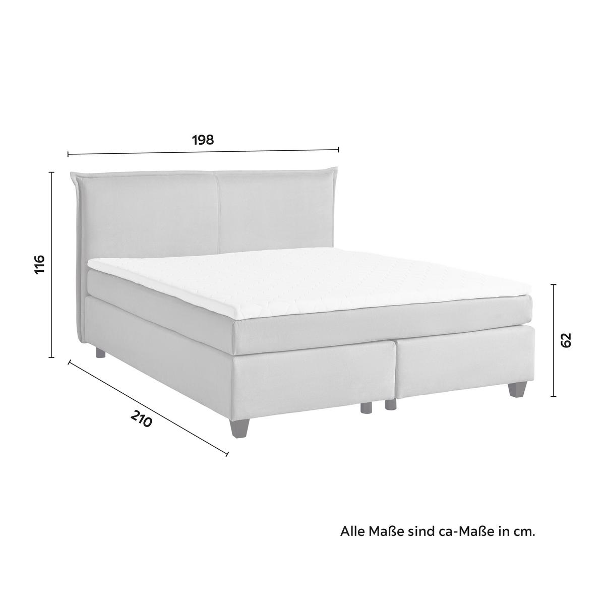 Posteľ boxspring s toperom, 180x200 cm, sivá - čierna/sivá, Modern, drevo/textil (180/200cm) - Bessagi Home