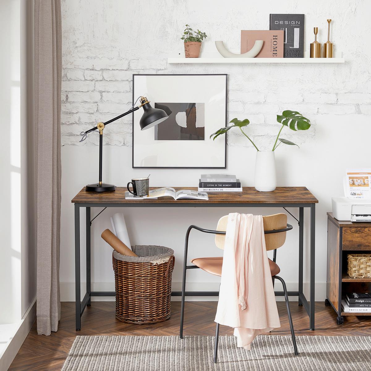 Computertisch Computer Desk - Schwarz/Braun, MODERN, Holzwerkstoff/Metall (135/60/75cm) - MID.YOU