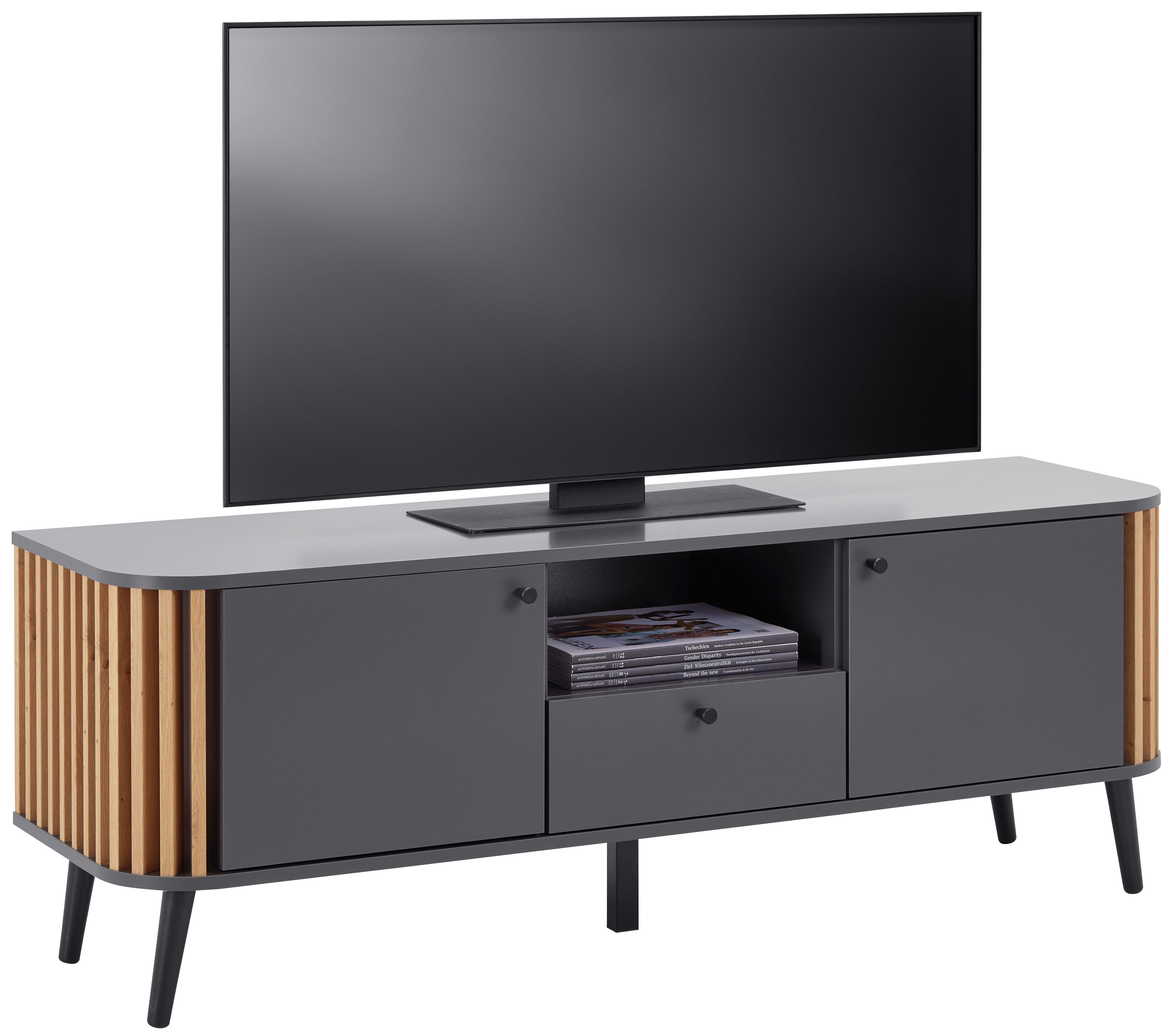 TV komoda PURE - šedá, Design, kompozitní dřevo (138/50/40cm) - Premium Living