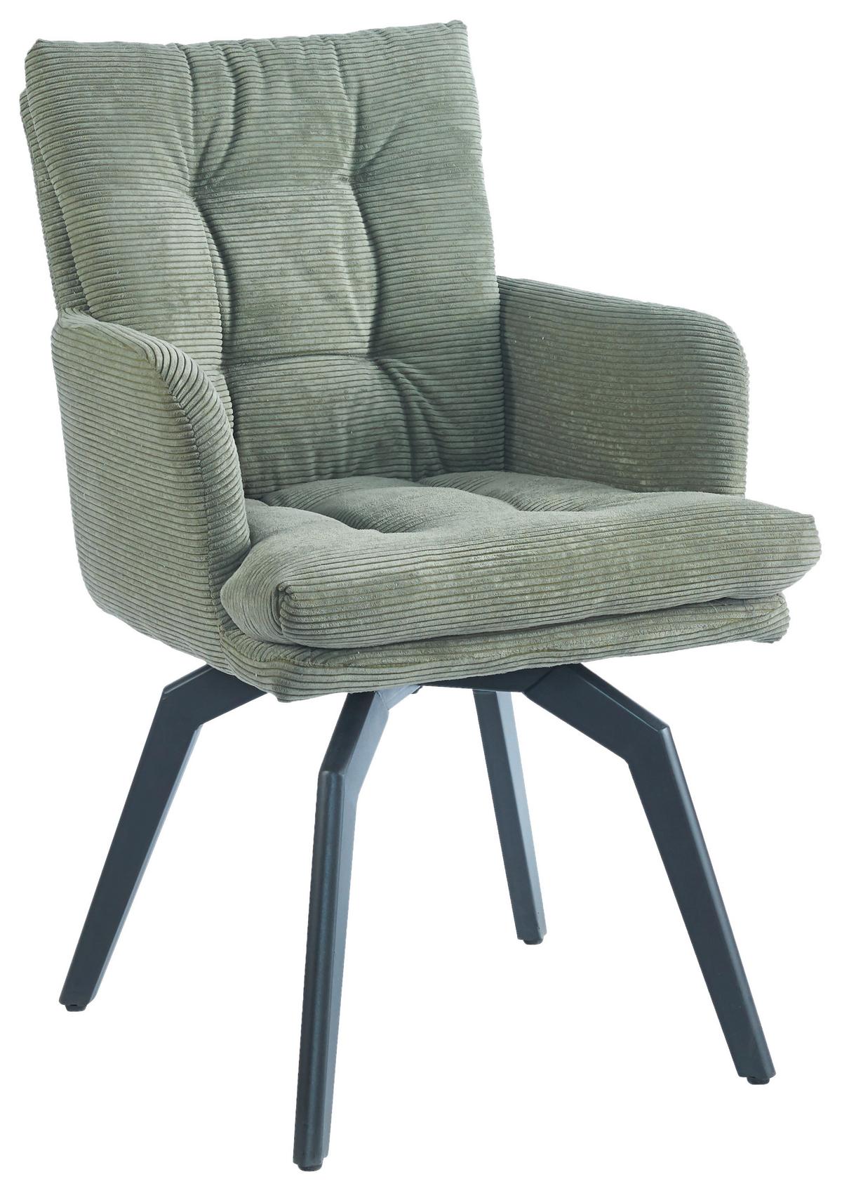 ŽIDLE S PODRUČKAMI HANNA - černá/zelená, Moderní, kov/textil (60/88/64cm) - Mömax