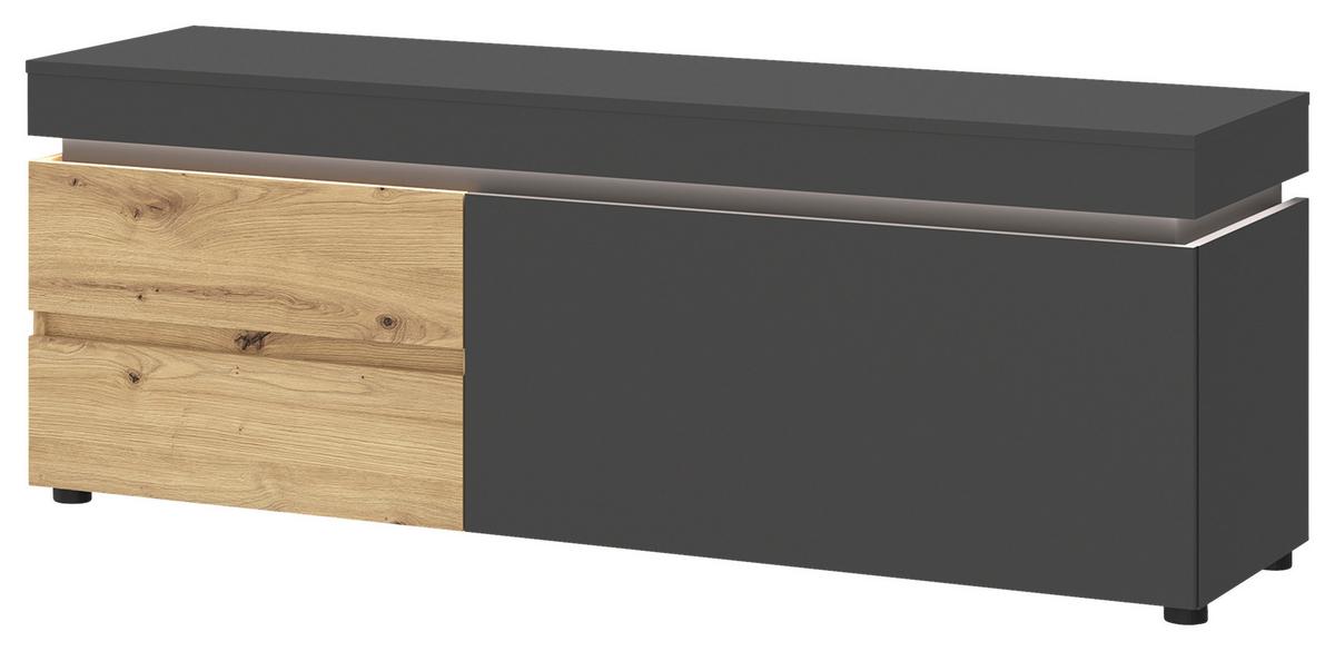 Tv-element Luci Grau Eiche Artisan/grau B: 150,4 Cm - Schwarz/Eiche Artisan, Trend, Holzwerkstoff (150,4/56,7/48cm) - MID.YOU